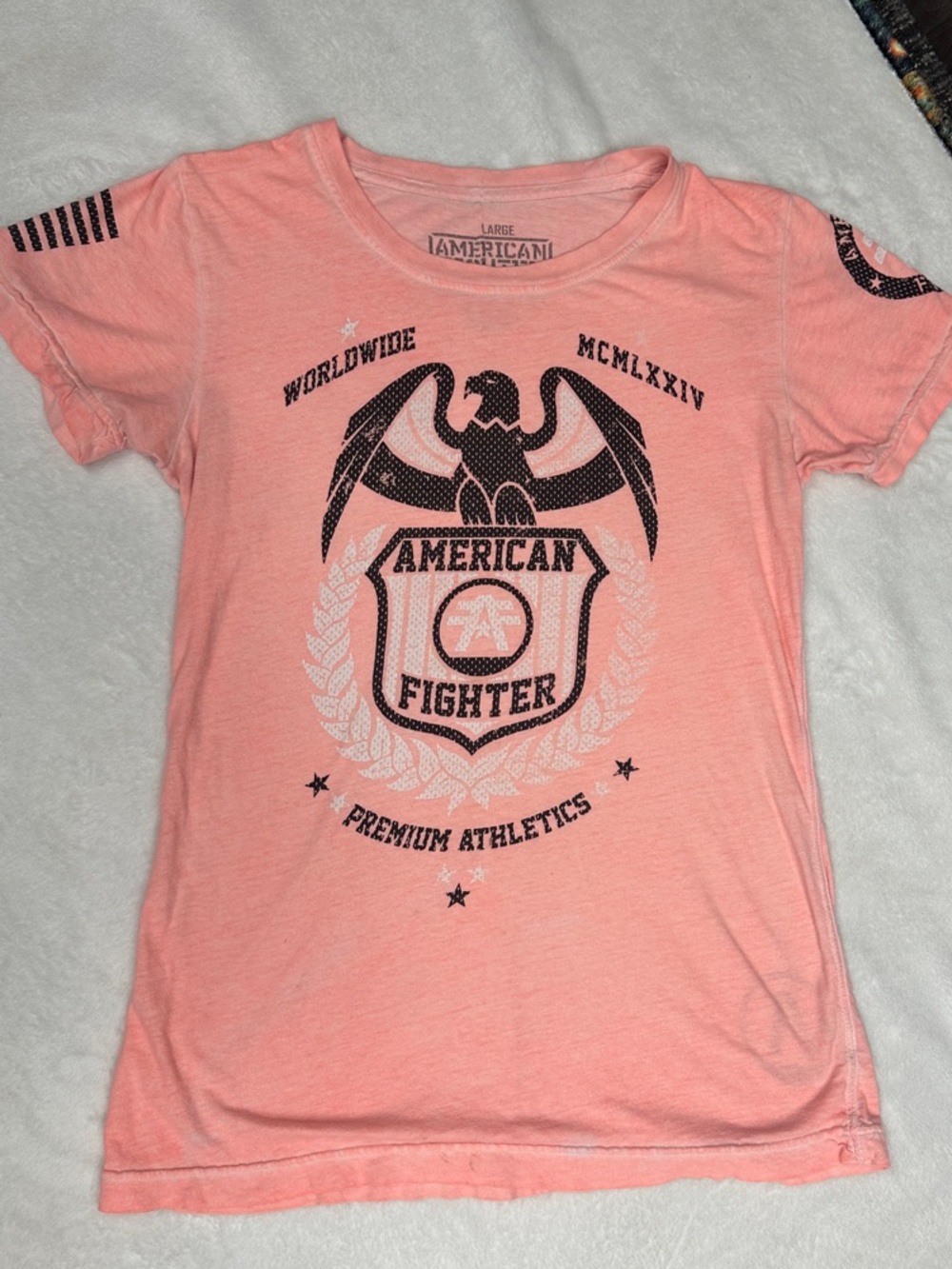 American Fighter Coral Pink Short-Sleeve Graphic Tee Size L